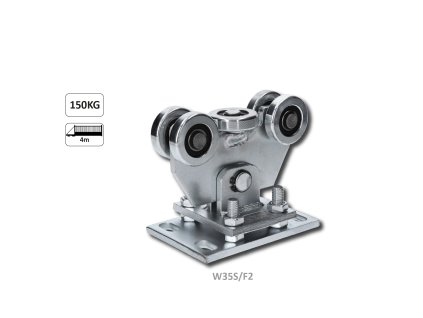 Vozík pre profil C-60x60x4mm samonosného systému posuvnej brány, výškovo nastaviteľný, pozinkovaný, 5x oceľové koliesko s ložiskom 6202RS