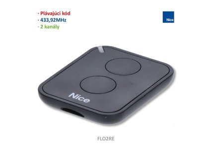 Vysielač 2-kanálový, 433MHz, plávajúci kód, čierny