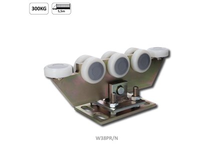Vozík regulovateľný pre C-profil 70x70x4mm, polyamidové kolieska 8ks, žltý zinok, pre bránu do 300kg otvor do 5,5m