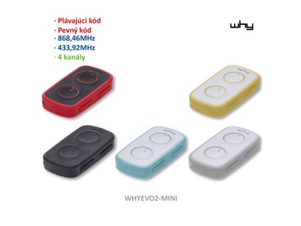 Vysielač Evo2 4-kanálový, 433/868MHz, pevný/plávajúci kód