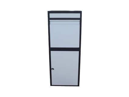 Box na balíky s prepadovou lištou, farba: čierna/biela