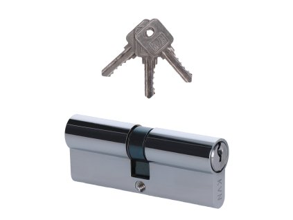 Cylindrická vložka EURO 40/40mm, niklová, 3 kľúče, skrutka M5x65mm