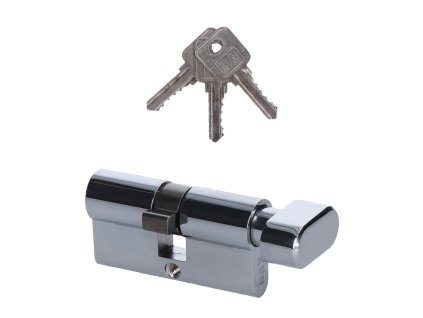 Cylindrická vložka EURO 30/30mm s guľkou, niklová, 3 kľúče, skrutka M5x65mm,