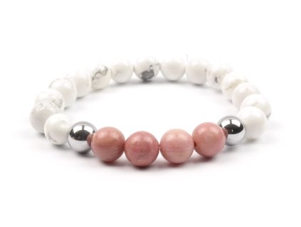 Moni - dámský náramek bílý howlit rodochrozit hematit