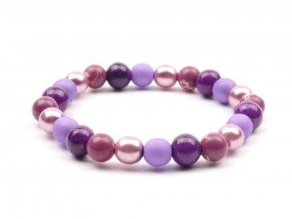 Moni dětský náramek sugilit jaspis perly fialové 1