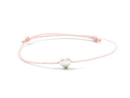 Moni dámský šňůrkový náramek světle růžový se srdíčkem 1