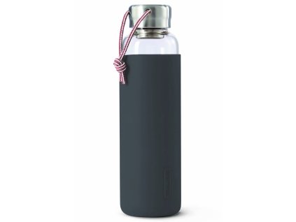 BLACK-BLUM skleněná láhev na vodu s šedým silikonovým obalem 600 ml 1