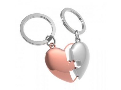 MTM přívěsky na klíče Dvě srdce jako puzzle růžovo-stříbrné 1