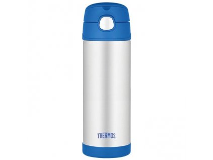 Thermos - FUNtainer dětská nerezová termoska s brčkem 470 ml modrá