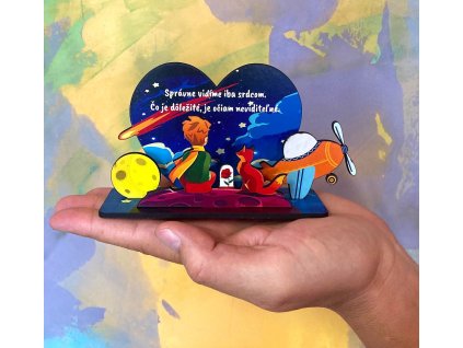 Drevená pop-up karta – Malý princ (personalizovaná 3D scéna)
