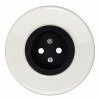 Zásuvka jednonásobná s clonkami, kompletní, RETRO KERAMIKA bílá (Varianta Rám: keramika - bílá, Kryt: černá mat)