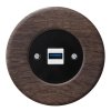 RETRO zásuvka OBZOR DŘEVO dub tmavý (Typ SAT, Varianta Rám: dřevo dub tmavý, Kryt: černý)
