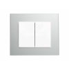 Dvojitý vypínač Obzor DECENTE - KOV (Schéma zapojení Přepínač střídavý dvojitý, řazení 6+6, Varianty Rám: Kov hliník, Kryt: bílý lesk)