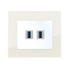 Zásuvka komunikační USB nabíječka dvojitá, DECENTE SKLO (Typ Zásuvka komunikační USB nabíječka dvojitá, Varianty Rám: Sklo černá, Kryt: bílý lesk)