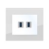 Zásuvka komunikační USB nabíječka dvojitá, DECENTE SKLO (Typ Zásuvka komunikační USB nabíječka dvojitá, Varianty Rám: Sklo černá, Kryt: bílý lesk)