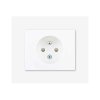 Zásuvka jednonásobná s clonkami DECENTE PLEXI (Typ Zásuvka s clonkami a přepěťovou ochranou, Varianty Rám: Plexi bílá, Kryt: bílý lesk)