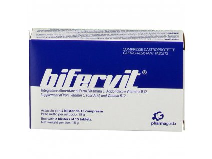 Pharmaguida Bifervit Doplněk s obsahem železa kys. Listové viatmínu C a B12 30 tablet