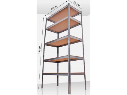 Kovový Regál Série STANDARD 180x90x45 5 Políc Nosnosť 1000 KG- Pozinkovaný
