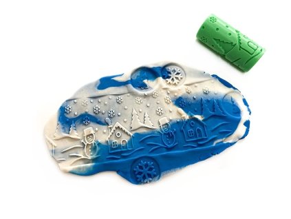 Obtiskávací roller / váleček Zimní krajina – BIO PLA nástroj do modelíny a písku