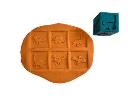 Obtiskávací kostka dinosauři do modelíny a kinetického písku