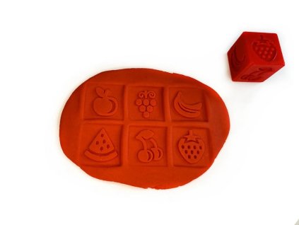 Obtiskávací kostka ovoce do modelíny a kinetického písku