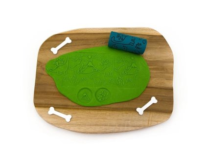 Obtiskávací váleček dinosauři s motivy dinosaurů v modelíně