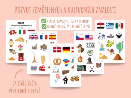 pracovní listy státy světa pro děti