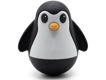 Houpací smyslová hračka Jellystone Tučňák Wobble z černobílého silikonu