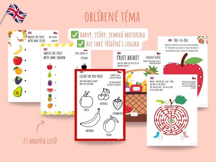Pracovní listy na téma ovoce v angličtině pro děti