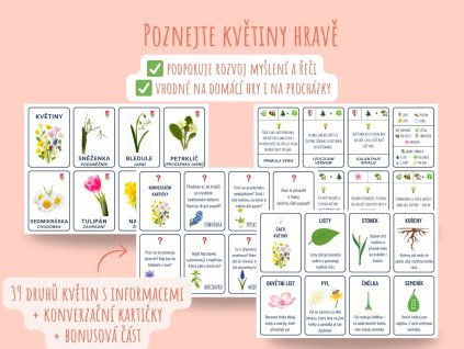 Vzdělávací kartičky květiny na procházku v přírodě