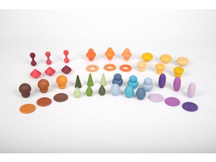 TickIt Wooden Treasures Barevné dřevěné tvary pro matematické vzory a počítání