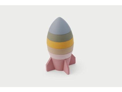 Montessori stohovací raketa z potravinářského silikonu – TickiT