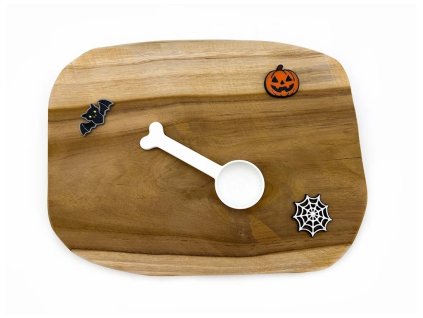 Bílá naběračka ve tvaru kosti pro smyslové a halloweenské hraní