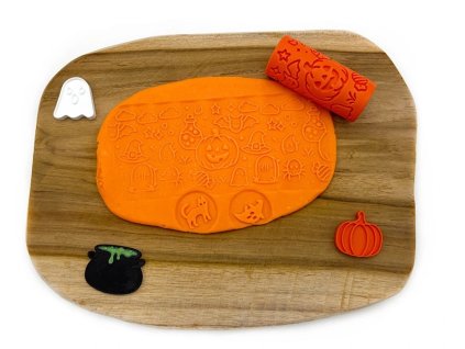 Obtiskávací roller / váleček Halloween z BIO PLA – motivy na modelínu a písek