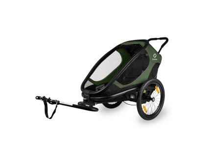 HAMAX Outback One - jednomiestny vozík za bicykel vr. ramená + kočíkovú set - Green/Black, polohov