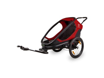 HAMAX Outback One - jednomiestny vozík za bicykel vr. ramená + kočíkovú set - Red/Black, polohov