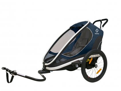 HAMAX Outback One - jednomiestny vozík za bicykel vr. ramená + kočíkovú set - Navy/White, polohov