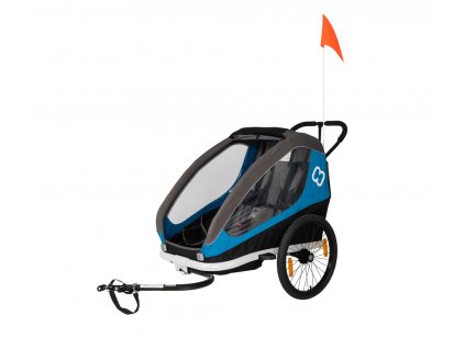 HAMAX Vozík dvojmiestny za bicykel vr. ramená + kočíkový set Traveller Petrol Blue/Grey