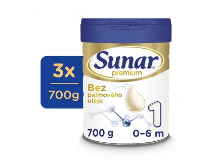 3x SUNAR Premium 1 Mlieko počiatočné 700 g