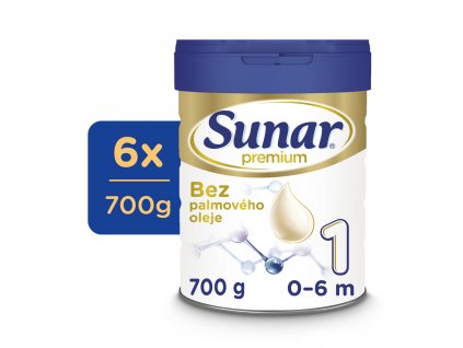 6x SUNAR Premium 1 Mlieko počiatočné 700 g
