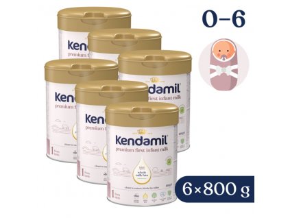 6x KENDAMIL Mlieko dojčenské Premium 1 DHA+ (800 g) 0m+