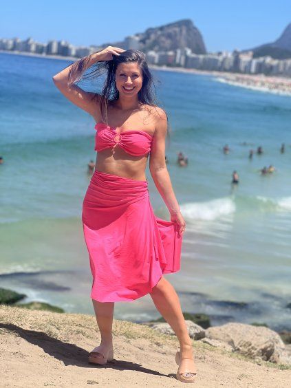 Šátek kratší - neon růžová