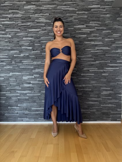 Zavinovací sukně LUXURY - tmavě modrá