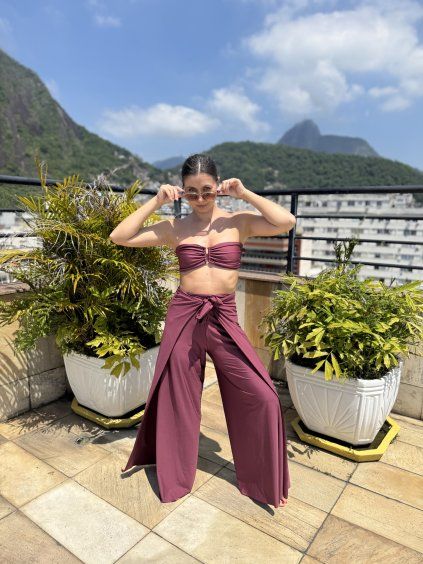 Kalhoty & overal - vínová