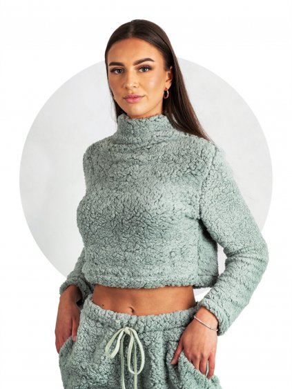croptop Fluffy sleeve mint title