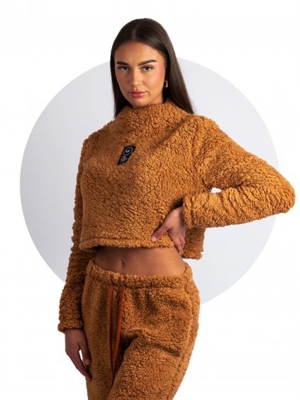 mikina fluffy sleeve brown title