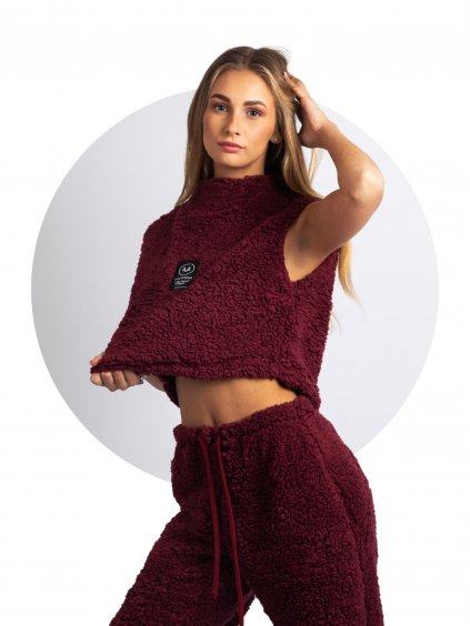 mikina fluffy crop bordeaux title