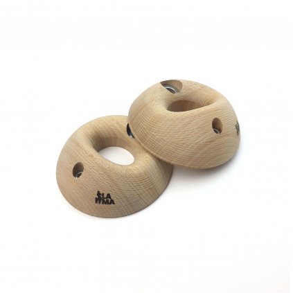 26 positive and symmetric wooden climbing holds. Juggy wooden holds