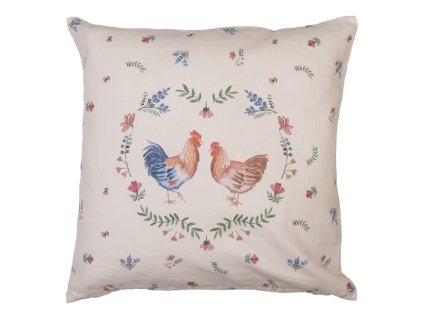 car21 cushion cover 40x40 cm beige blue cotton chicken and rooster square pillow cover