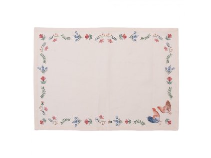 car40 placemats set of 6 50x35 cm beige blue cotton chicken and rooster rectangle table mat (1)